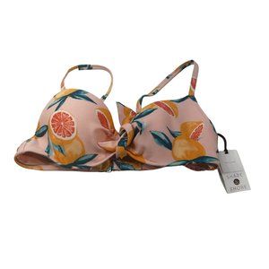 Shade And Shore Women's Size 34B Bikini Swim Top Citrus Print Peach New